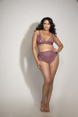 MIDNIGHT KISS 2PC BRALETTE SET MAUVE Q/S