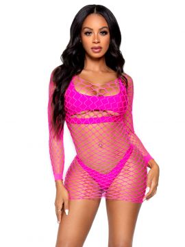 SUPREME FENCE NET MINI DRESS NEON PINK