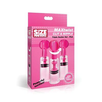 SIZE MATTERS MAXTWIST CLIT AND NIPPLE TRIPLE SUCKER SET PINK