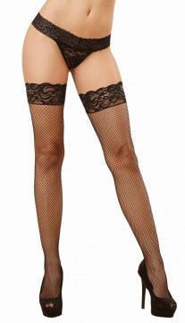 0001BLK THIGH HI FISHNET