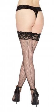 0001BLK THIGH HI FISHNET