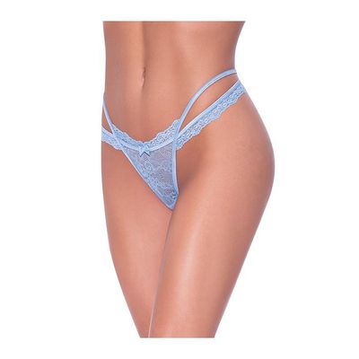 LACE CROSS STRAP SPLIT CROTCH TANGA PANTY PERIWINKLE L/XL LACE CROSS STRAP SPLIT CROTCH TANGA PANTY PERIWINKLE L/XL