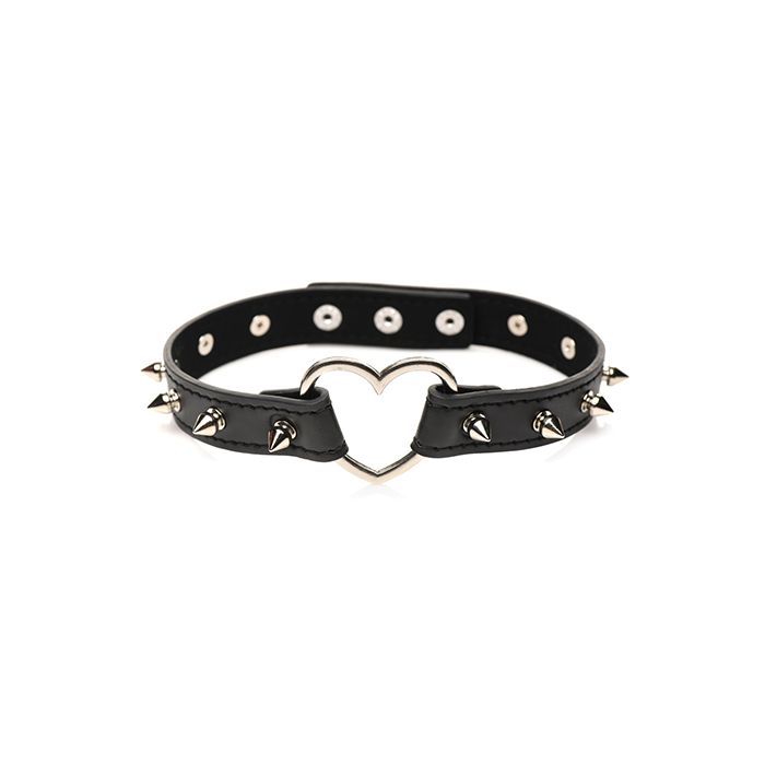 MASTER SERIES SPIKED HEART CHOKER BLK MASTER SERIES SPIKED HEART CHOKER BLK