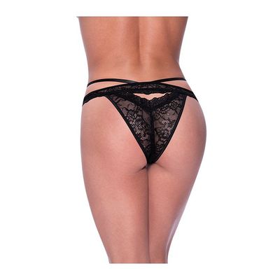 PEEKABOO CHEEKY PANTY BLK L/XL
