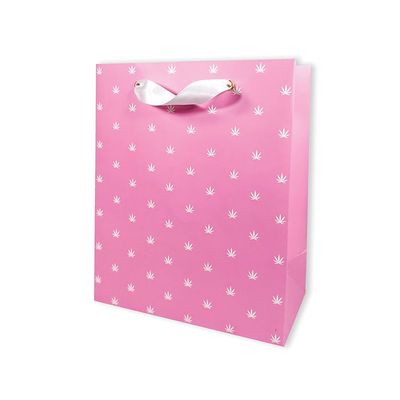 PINK/WHITE LEAF BAG
