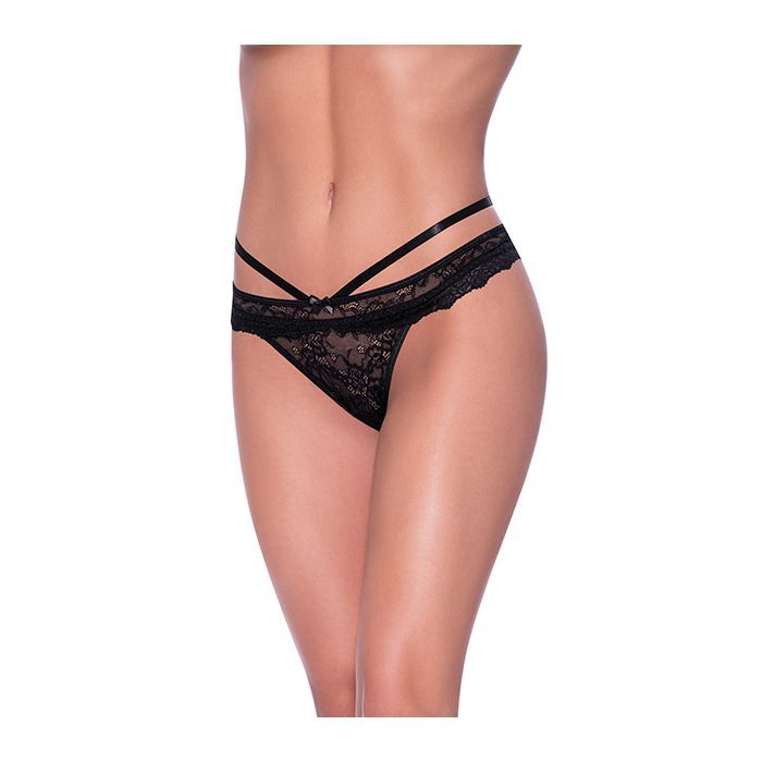 PEEKABOO CHEEKY PANTY BLK S/M