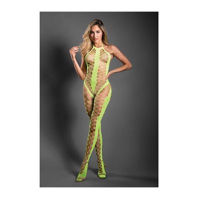 SHEER UNSTOPABLE CROTCHLESS RHINESTONE HALTER BODYSTOCKING NEON GRN OS SHEER UNSTOPABLE CROTCHLESS RHINESTONE HALTER BODYSTOCKING NEON GRN OS