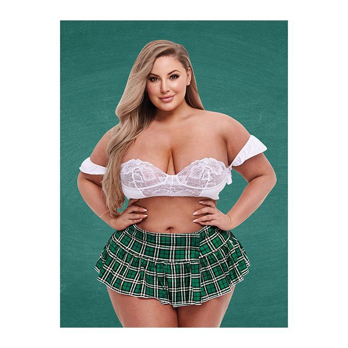 TEACHER'S PET SCHOOLGIRL LACE TOP AND SKIRT QS