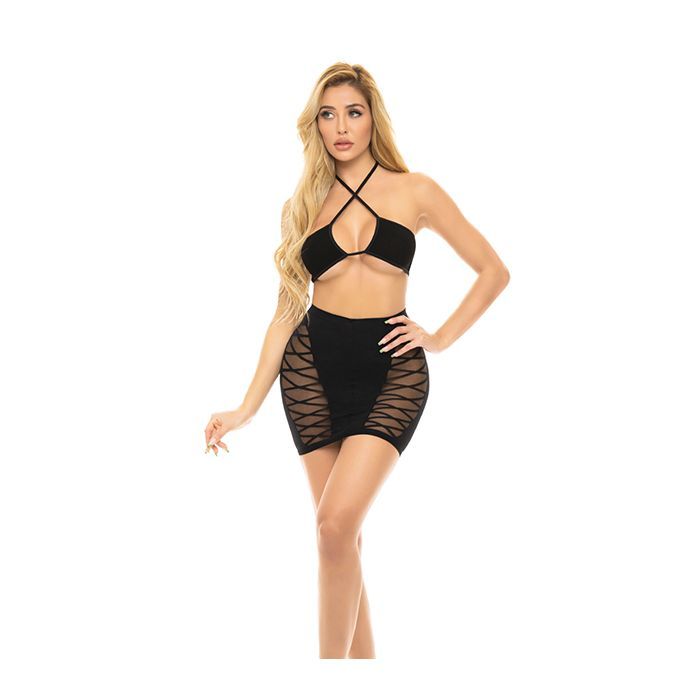 HOLD ON TIGHT HALTER BRA AND SKIRT OS HOLD ON TIGHT HALTER BRA AND SKIRT OS