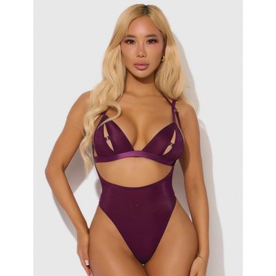 YASMINE SHIMMER MESH SPLIT CUP BACKLESS TEDDY & BRALETTE BURGUNDY XL YASMINE SHIMMER MESH SPLIT CUP BACKLESS TEDDY & BRALETTE BURGUNDY XL