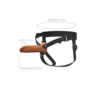 FANTASY XTENSIONS ELITE 6" SILICONE HOLLOW STRAP ON BROWN