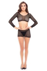 QUARTER CROCHET BODYSTOCKING BLACK OS QUARTER CROCHET BODYSTOCKING BLACK OS