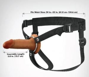 FANTASY XTENSIONS ELITE 5" HOLLOW STRAP ON BROWN