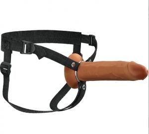 FANTASY XTENSIONS ELITE 8" SILICONE HOLLOW STRAP ON BROWN