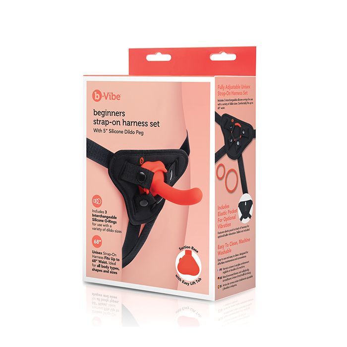 B-VIBE BEGINNER'S STRAP ON HARNESS SET W/5" SILICONE DILDO