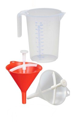 DRYCHTER TRIO: 2 Drychter + Messbecher - für Haushalt & Küche (weiß) und Handwerk & Gewerbe (rot) inkl. Messbecher 2 Liter