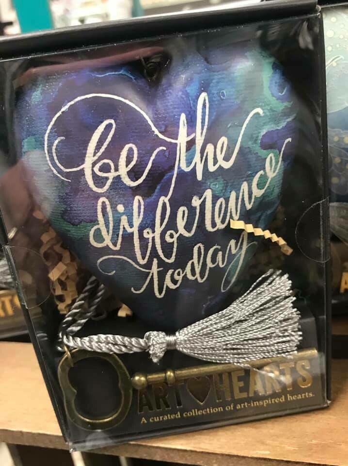 Home Decor/art heart/Be the difference saying/ art heart decor with skeleton key for displaying