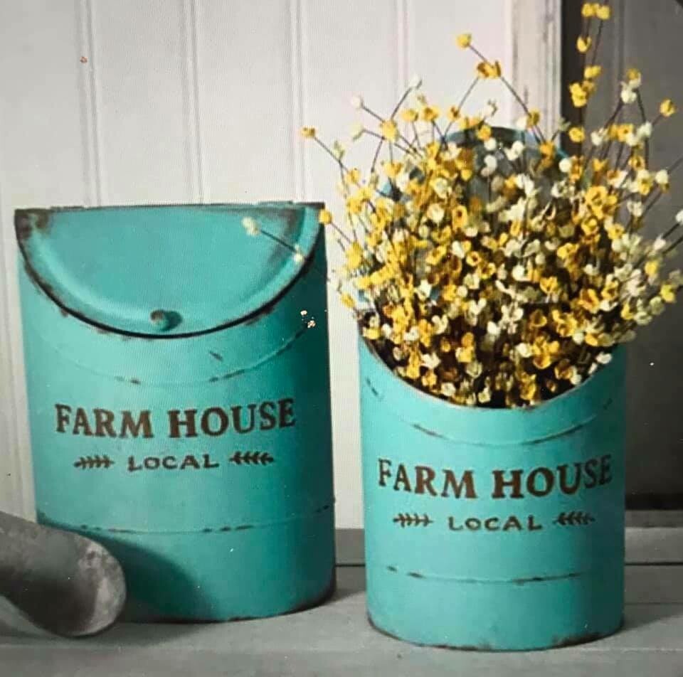 Home Decor/Turquoise Farm House containers/set of 2