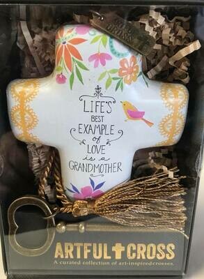 Home decor/cross/Artful cross decor/Grandmother saying with skeleton key for displaying