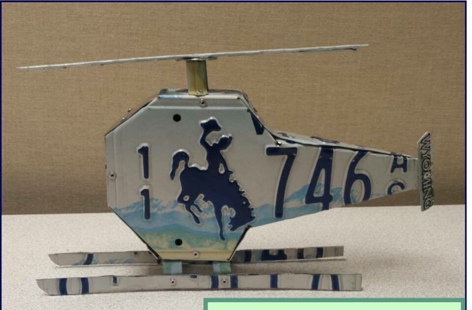 Wyoming Made/Wyo. License Plate Helicopter