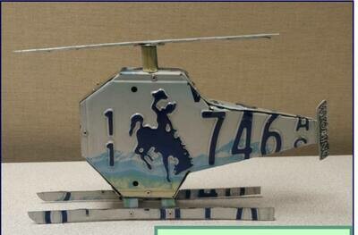 Wyoming Made/Wyo. License Plate Helicopter
