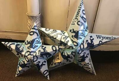 Wyoming made/metal small star decor/Wyo license plates