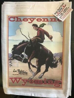Tea Towel/Cheyenne Wyo/bucking bronc