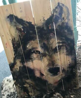 Wall art/20x14/wood pallet/wolf