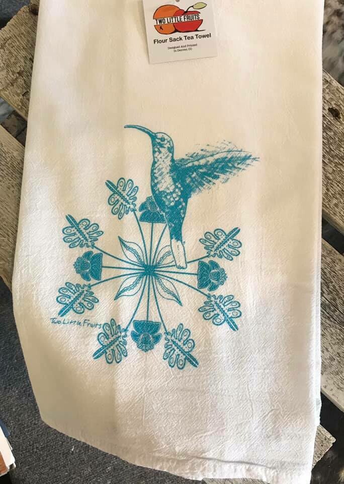 Tea towel/hummingbird/twofruits