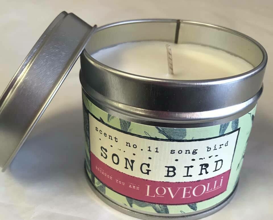 Candle/Loveolli tin/song bird candle