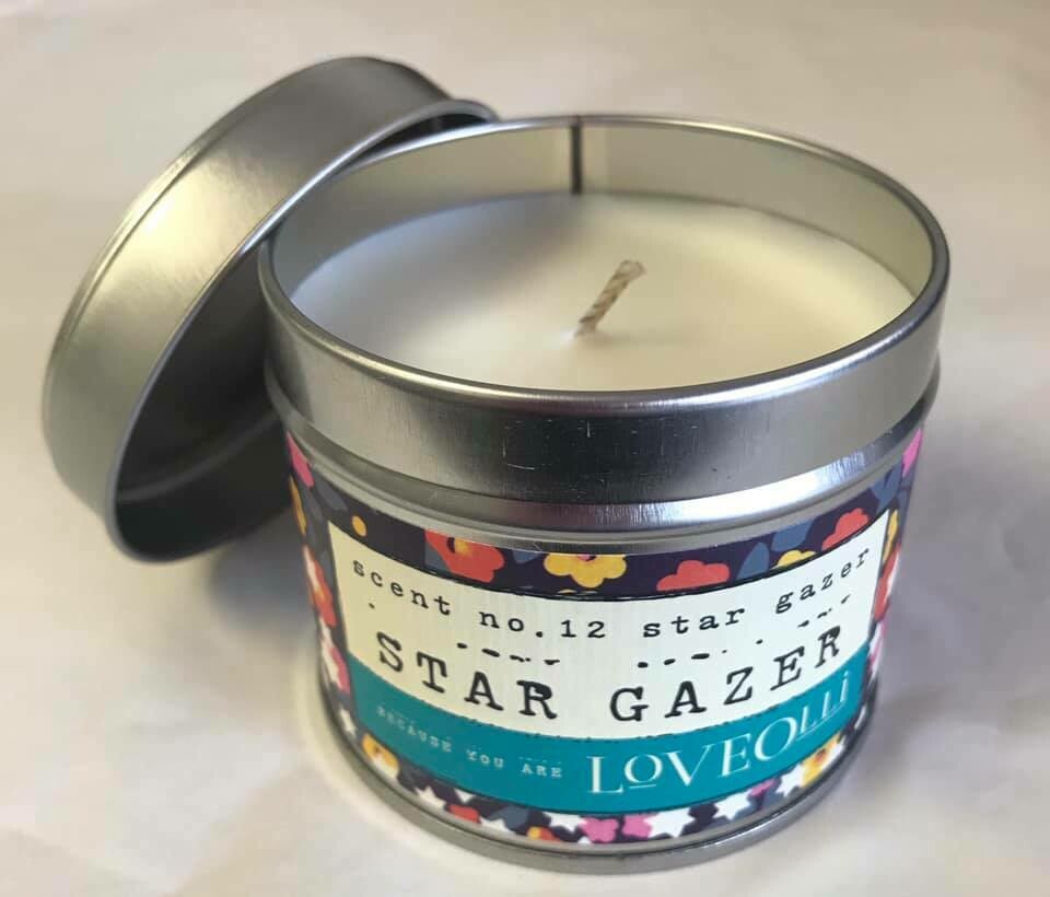 Candle/loveolli tin/star gazer candle