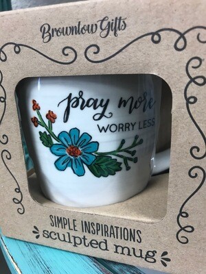 Drinkware/inspirational mug/pray more worry less/