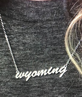 Jewelry/Made of Mountains/Wyoming script/silver