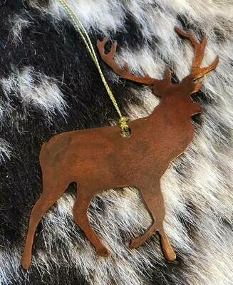 Wyoming made/Rustic metal elk ornament