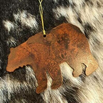 Wyoming made/Rustic bear metal ornament