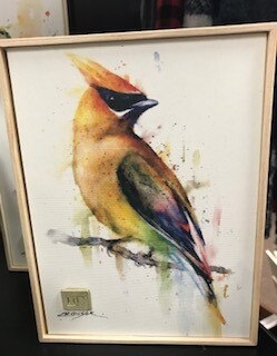 Home decor/wall art/cedar waxwing bird/canvas wall art 6x8