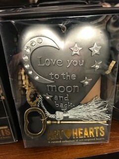 Home decor/art heart/Love you to the moon art heart with skeleton key easel for displaying