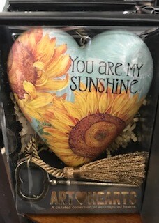 Home decor/art heart/You are my sunshine/art heart with skeleton key easel for displaying