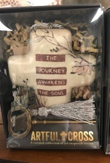 Home decor/cross/The Journey awakens the soul art cross with skeleton key for displaying