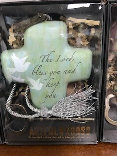 Home decor/cross/The Lord bless you/artful cross with skeleton key easel for display