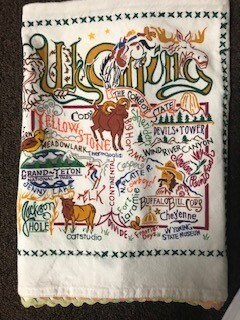 Tea towel/ Wyoming tea towel/embroidered