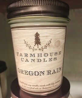 Farmhouse candle/Made in Oregon/oregon rain scent/sm. jar