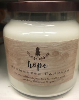 Farmhouse candle/made in Oregon/ Hope scent/lg jar