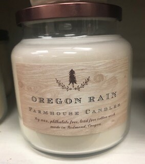 Farmhouse candle/made in Oregon/Oregon rain scent/lg. jar