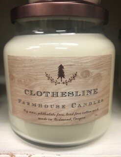 Farmhouse candle/Made in Oregon/clothesline scent/lg. jar
