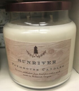Farmhouse candle/made in Oregon/Sunriver scent/Lg jar