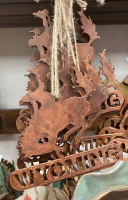 Home Decor/Rustic Metal/Cowboy/Bucking Bronc/Wyoming Ornament