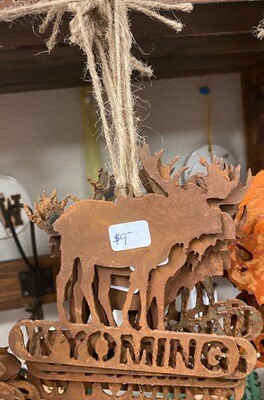 Home Decor/Rustic Metal/Moose/Wyoming ornament