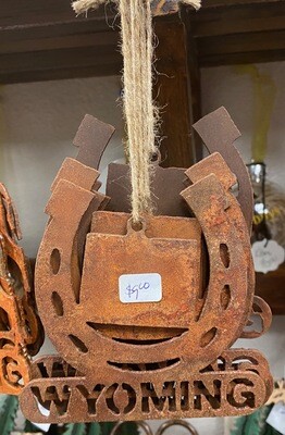 Home Decor/Rustic Metal/Horse Shoe/Wyoming ornament