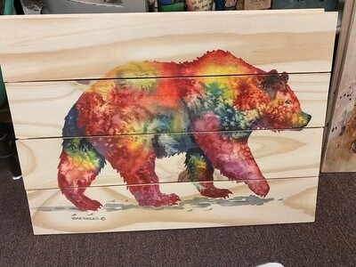 Wall Art/20x14/wood pallet/colorful bear